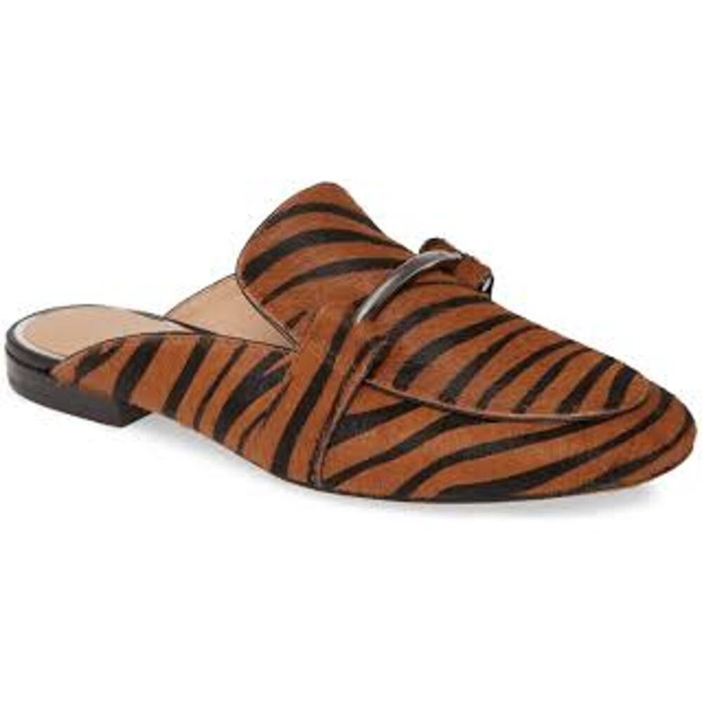 Linea Paolo Womens Annette Mule Loafer 5 Brown Animal Print Calf Hair NWOB